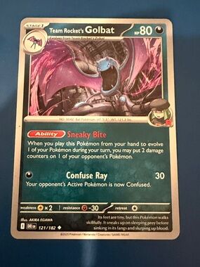Pokemon Team Rocket's Golbat Card - Teal & Purple